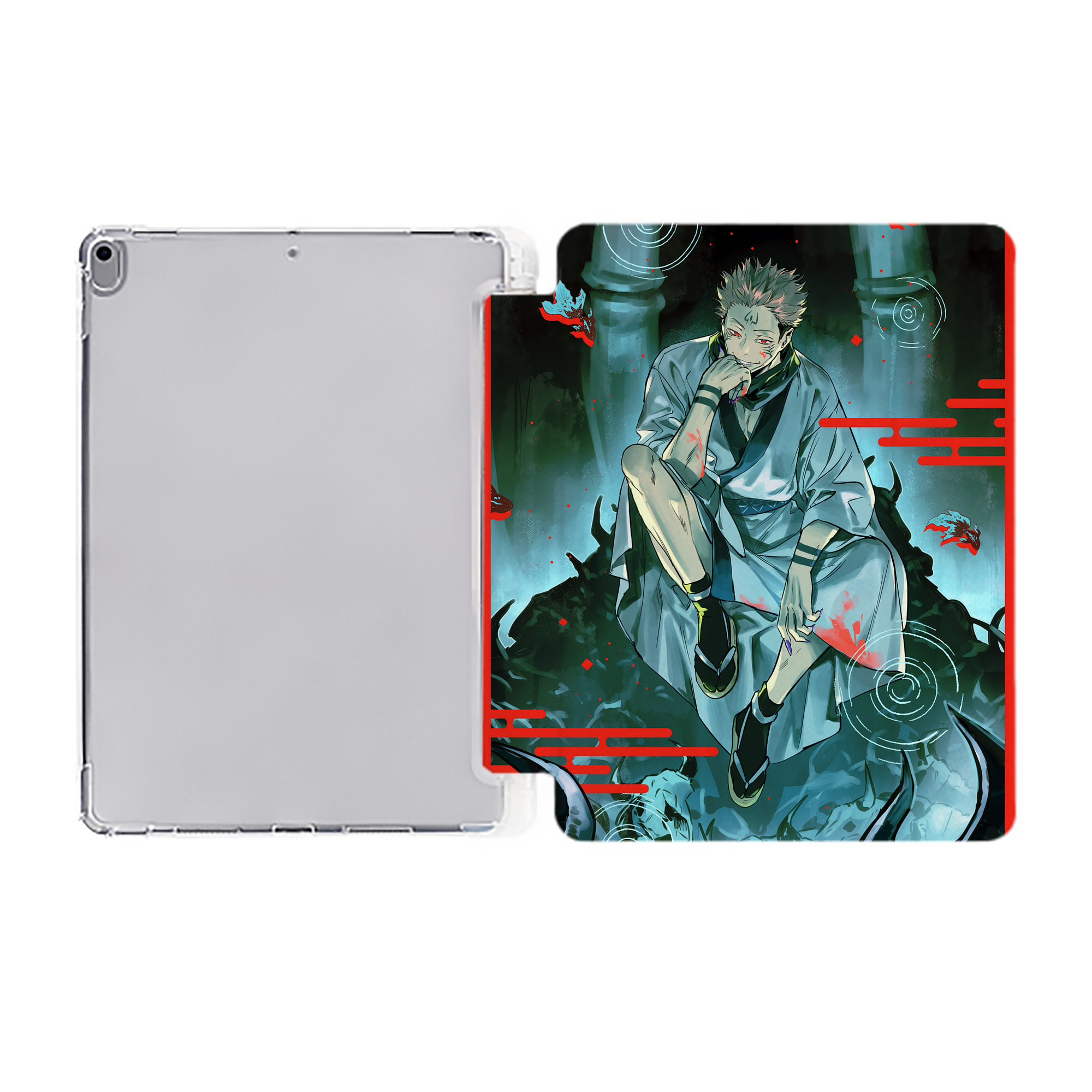 （画像用） 呪術廻戦 Jujutsu Kaisen IPad ケース ペン収納付き 三つ折りスタンド PUレザー×シリコン 対応機種9.5/10.5/10.9インチ